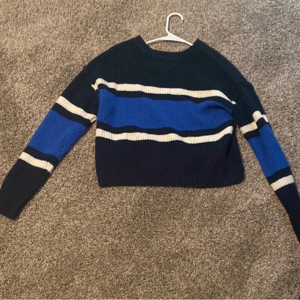 Striped Blue and Black Women's Sweater